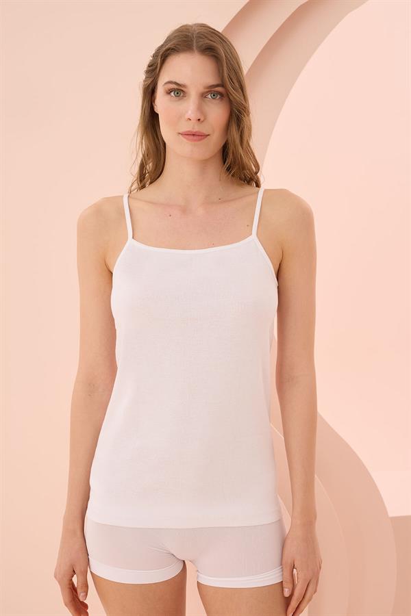 Arias Dolap İp Askılı Beyaz Ribana Atlet