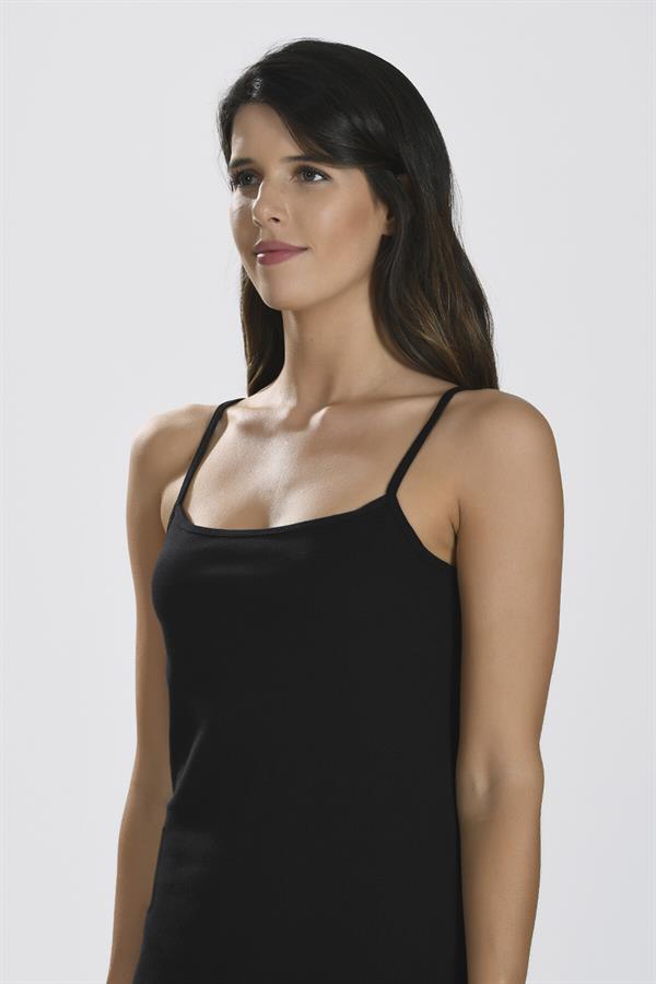 Arias Dolap İp Askılı Siyah Ribana Atlet 