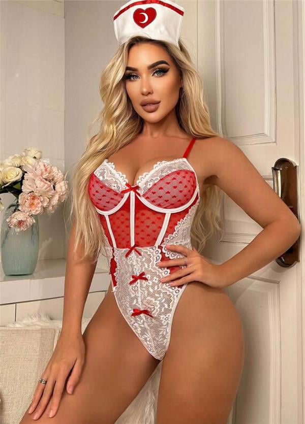 Arias Dolap Kırmızı Fantezi Vücut Hemşire Kostümü