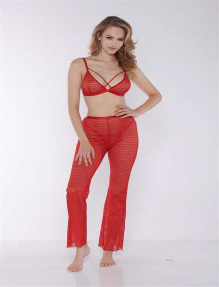 Arias Dolaplı Kırmızı Transparan Fantezi Sütyen Pijama Takımı 