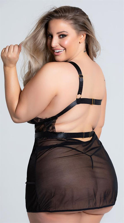 Arias Klozet Özel Tasarım Büyük Beden Göğüs Altı Şeritli Askılı Fantezi Gecelik