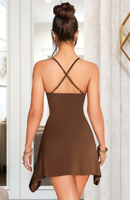 Arias Dolap Özel Tasarım İnce Askılı Göğüs Dekolteli Mini Saten Gecelik 