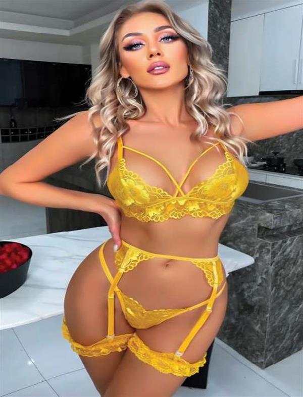 Arias Dolap Sarı Göğüs İp Detaylı Fantezi Jartiyer Takım 