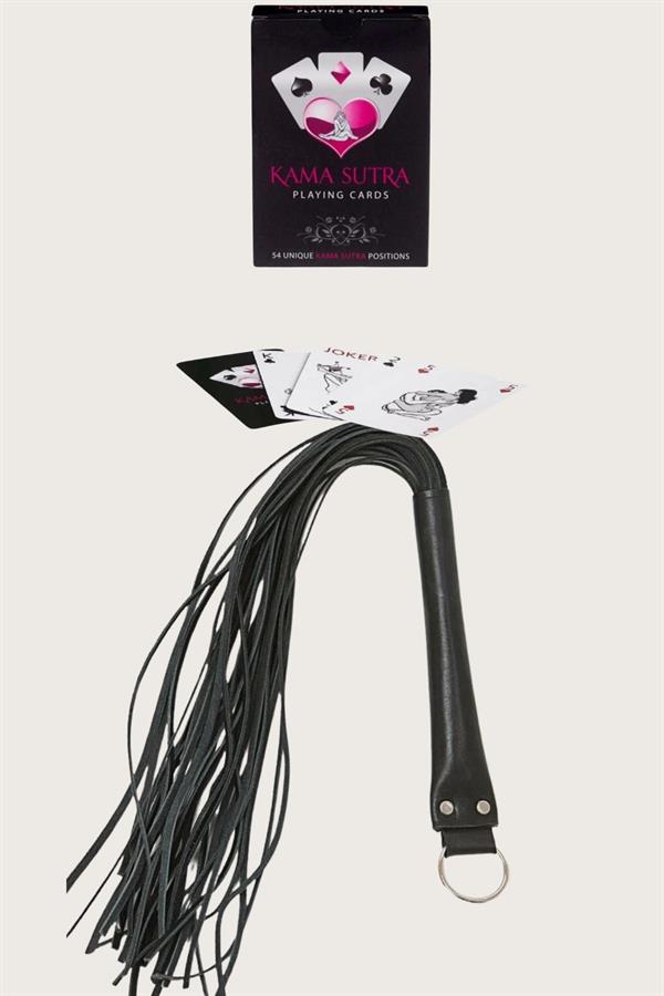 Arias Dolap Seksi Görselli Oyun Kartı Kama Sutra Siyah Kırbaç Set