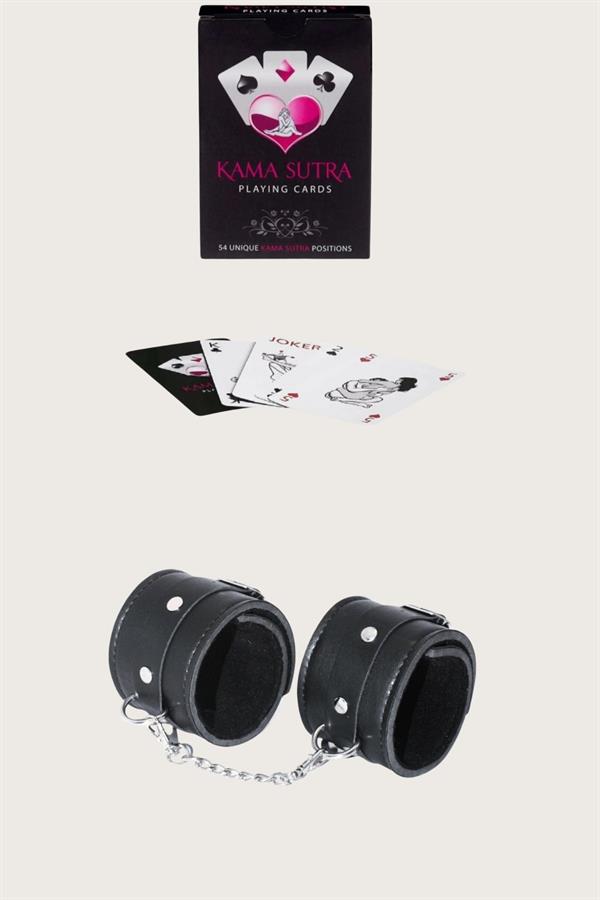 Arias Dolap Sexy Görselli Oyun Kartı Kama Sutra Siyah Kelepçe Set