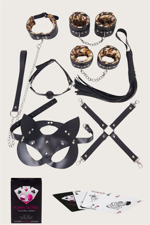 Arias Closet Sexy Görselli Oyun Kartı Kama Sutra 7'li Leopar Harness Set
