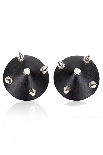 Arias Dolap Siyah Çivili Deri Göğüs Ucu Kapatıcı