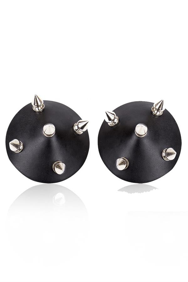 Arias Dolap Siyah Çivili Deri Göğüs Ucu Kapatıcı