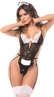 Arias Dolap Siyah Dantelli Fantezi Body Hizmetçi Kostümü