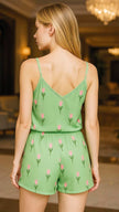 Arias Dolap Yeşil Çiçek Desenli Askılı Şortlu Pijama Takımı