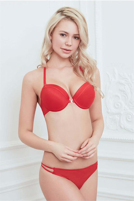 Arias Dolap Balenli Destekli Dolgulu Askıları Çıkabilen Önden Açılan Sırt Dekolteli Sütyen ve String Takım