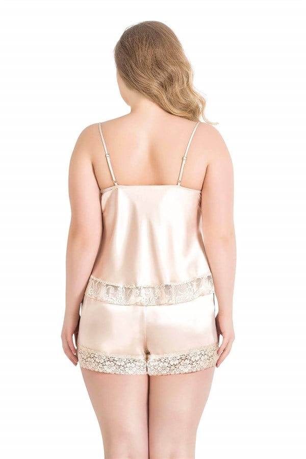 Arias Dolap Büyük Beden Filişi Saten Babydoll Şort Takımı