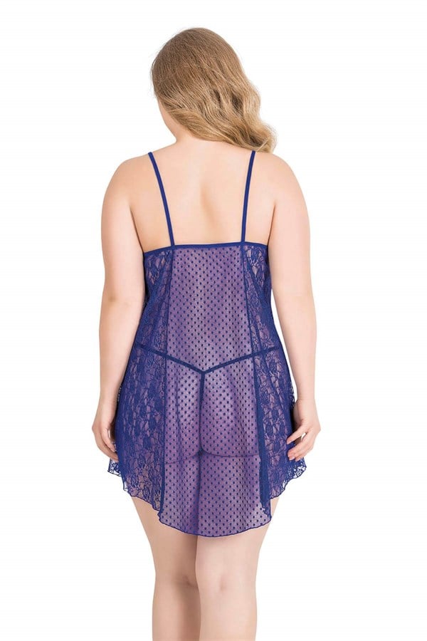 Arias Dolap Büyük Beden Saks Kısa Tül Gecelik