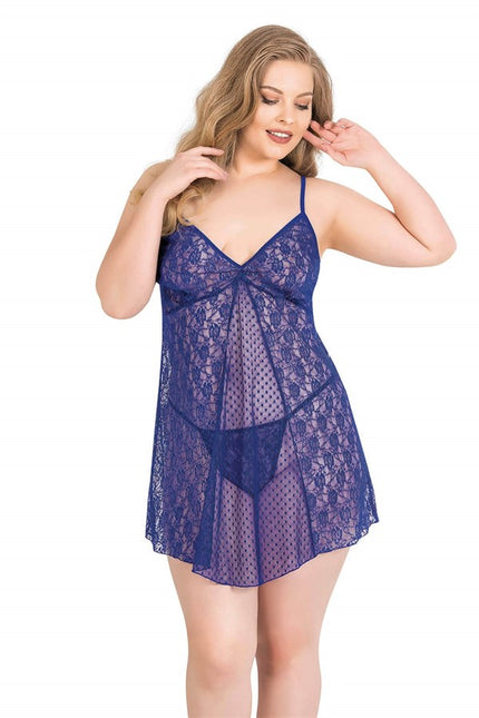 Arias Dolap Büyük Beden Saks Kısa Tül Gecelik