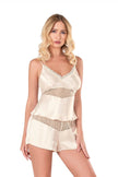 Arias Dolap Fildişi Saten Babydoll Şort Takımı