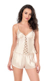 Arias Dolap Fildişi Saten Babydoll Şort Takımı