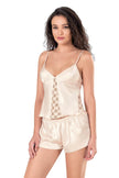 Arias Dolap Fildişi Saten Babydoll Şort Takımı