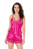 Arias Klozet Fuşya Saten Babydoll Şort Takımı