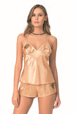 Arias Dolap Gold Saten Babydoll Şort Takımı