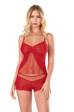 Arias Dolap Kırmızı Jakarlı Babydoll Şort Takımı