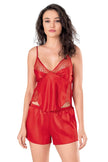Arias Dolap Kırmızı Saten Babydoll Şort Takımı