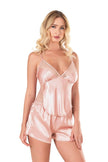 Arias Dolap Koyu Pudra Saten Babydoll Şort Takımı