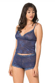Arias Klozet Lacivert Jakarlı Babydoll Şort Takımı