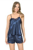 Arias Dolap Lacivert Saten Babydoll Şort Takımı