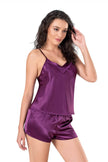Arias Dolap Mor Saten Babydoll Şort Takımı 9102