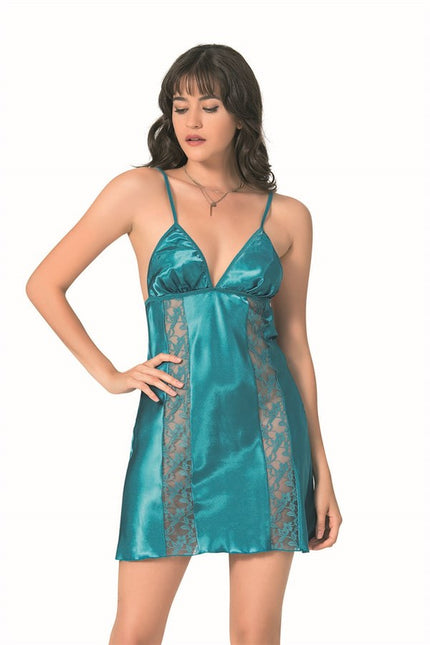 Arias Dolap Petrol Kısa Saten Gecelik