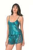 Arias Dolap Petrol Saten Babydoll Şort Takımı