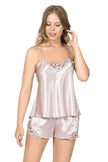 Arias Dolap Pudra Saten Babydoll Şort Takımı
