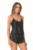 Arias Dolap Siyah Saten Babydoll Şort Takımı
