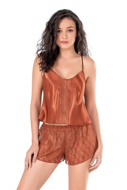 Arias Dolap Tarçın Saten Babydoll Şort Takımı